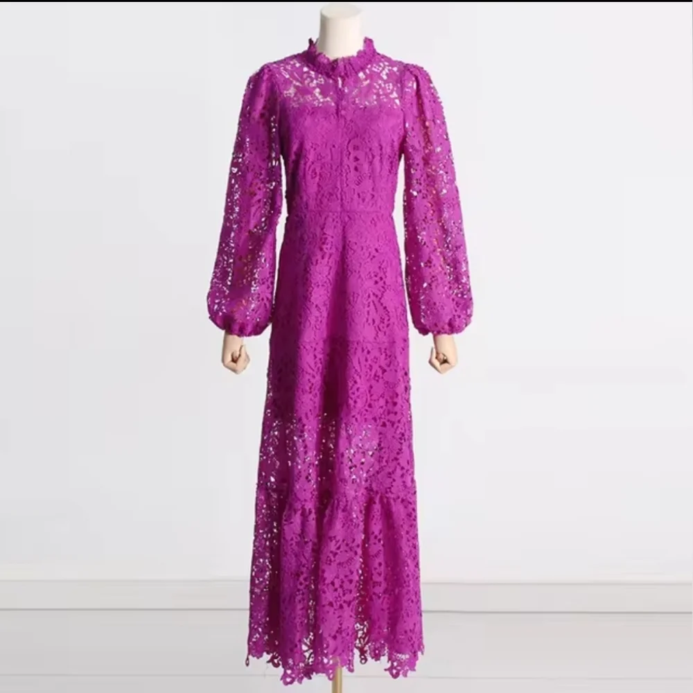 New Joa Embroidered Lace Trimmed Flare Maxi Dress size xl - Picture 4 of 6